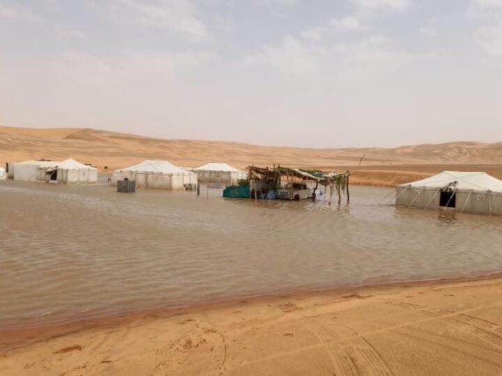 تقرير حول أضرار الأمطار في مخيم الحرج للنازحين في الجوف