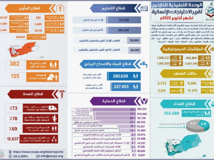 تقرير الاحتياجات الإنسانية للنازحين أكتوبر 2022